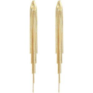 Elegant Gold Dangle Earrings with Punk Metal Chain Design - Comfortable Fit